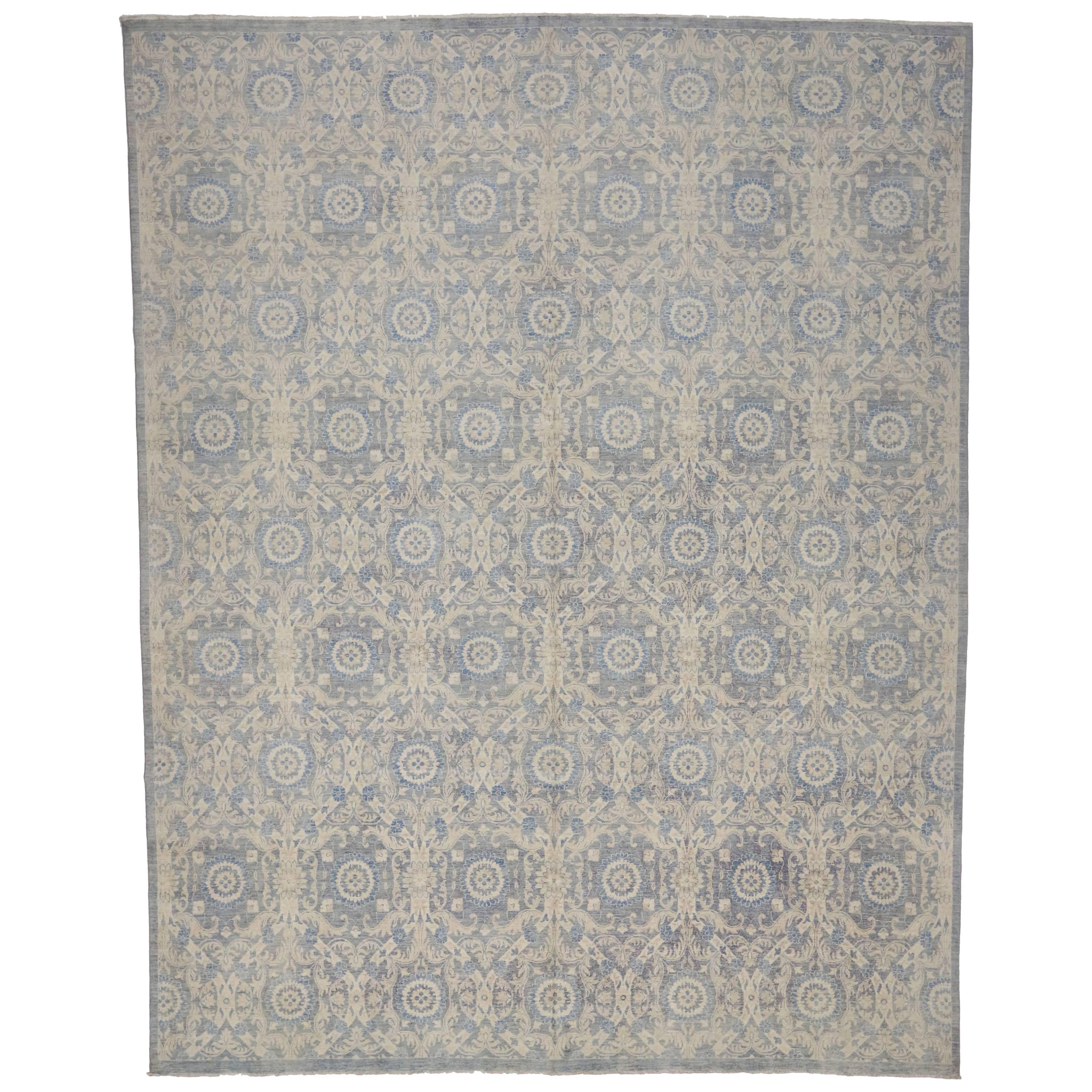 New Transitional Area Rug with Farmhouse Cottage Style and Orphism Ogee Pattern