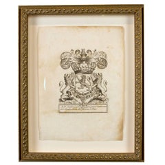 18th Century French Coat of Arms Etching of Jean D
audibert, Comte De Lussan