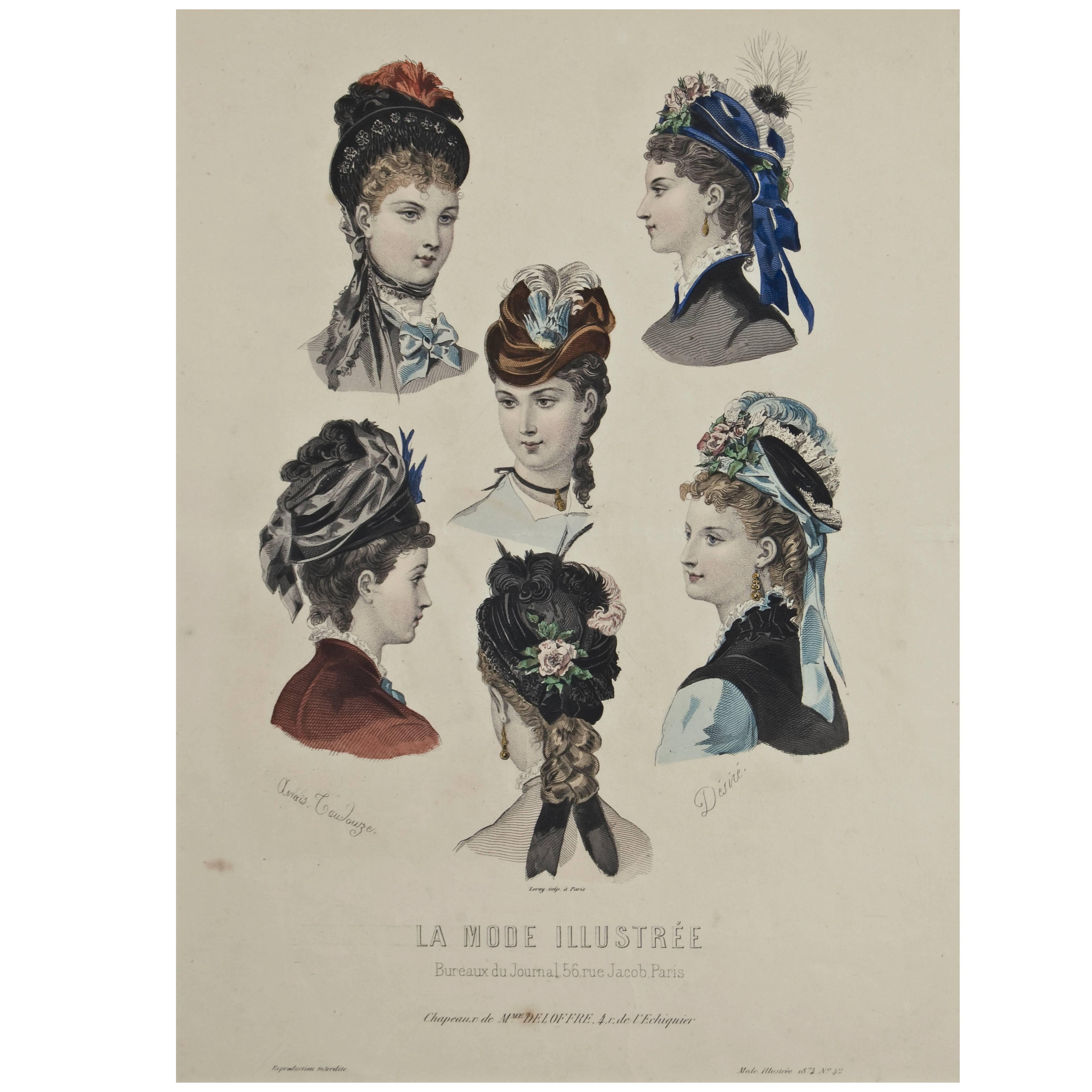 "Chapeaux de Mademoiselle Deloffre, " 1874 For Sale