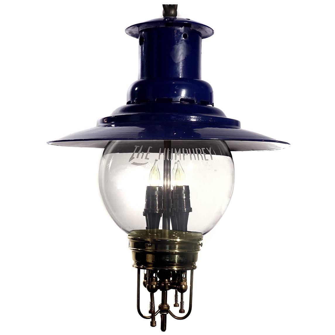 Cobalt Blue Humphrey Gas Lamp, Electrified at 1stdibs
