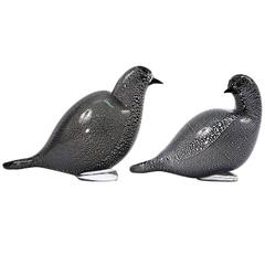 Vintage Exceptional Pair of Murano Glass Birds