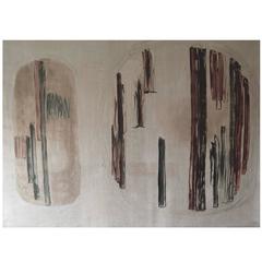 Large Abstract Painting by Druie Bowett, British, Dated 1963