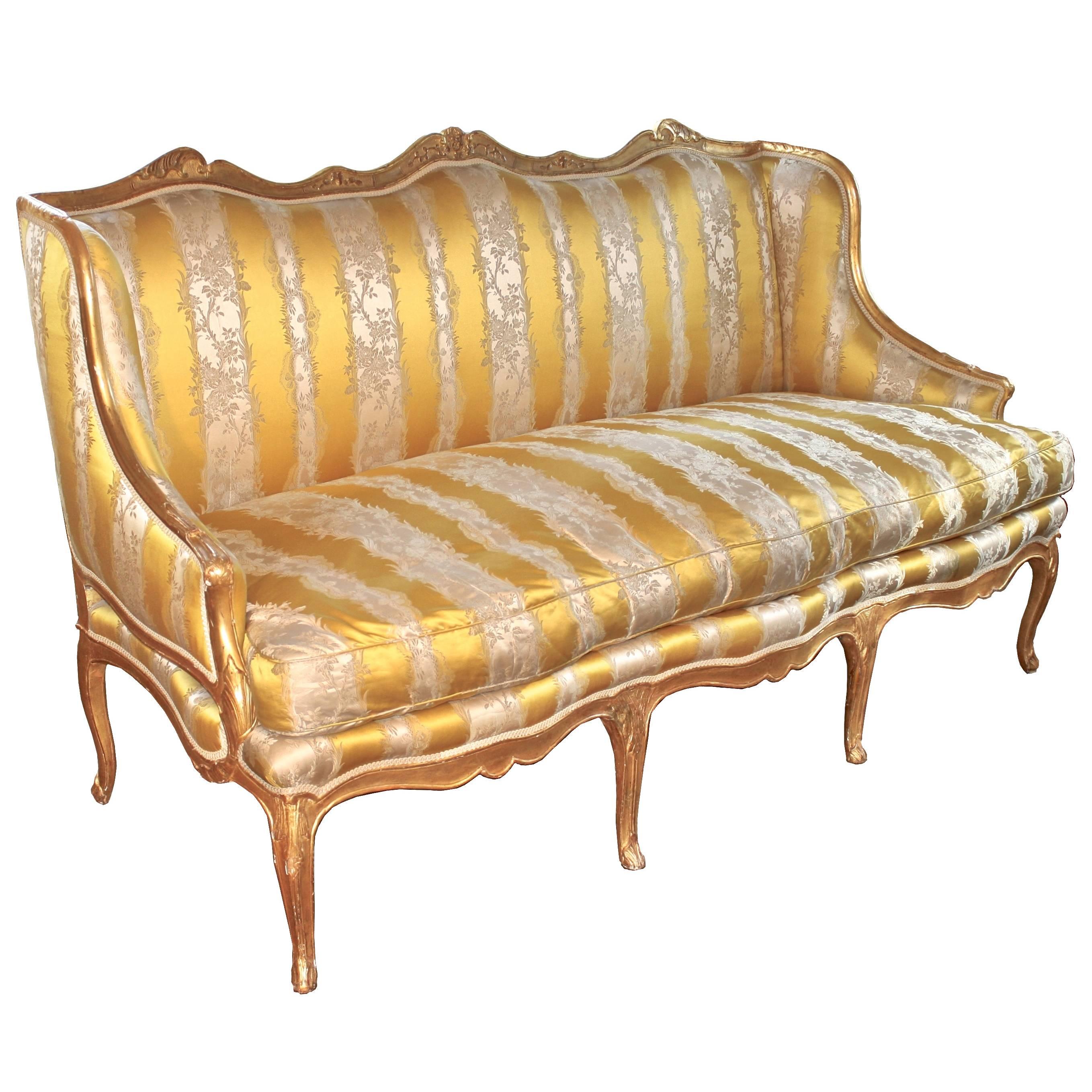 Louis XV Giltwood French Canape a Oreilles For Sale