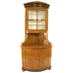 Biedermeier Period Corner Cupboard, circa 1820, Birch Veneered 9