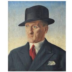 Italian Futurist Style Painting Portrait of a Man, British, 1940