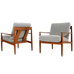 Pair of Grete Jalk Teak Lounge Chairs Danish Modern Design, 1960s Midcentury