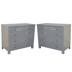 Pair of Baker Hollywood Regency Style Painted Commodes Nightstands