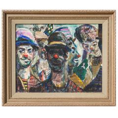 Study of Circus Clowns, Oil on Canvas, by Pat Cucaro, circa 1973 12
