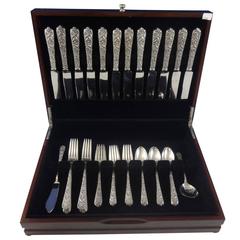 Radiant Rose by International Sterling Silver Flatware 12 Set 50 Pieces Repousse