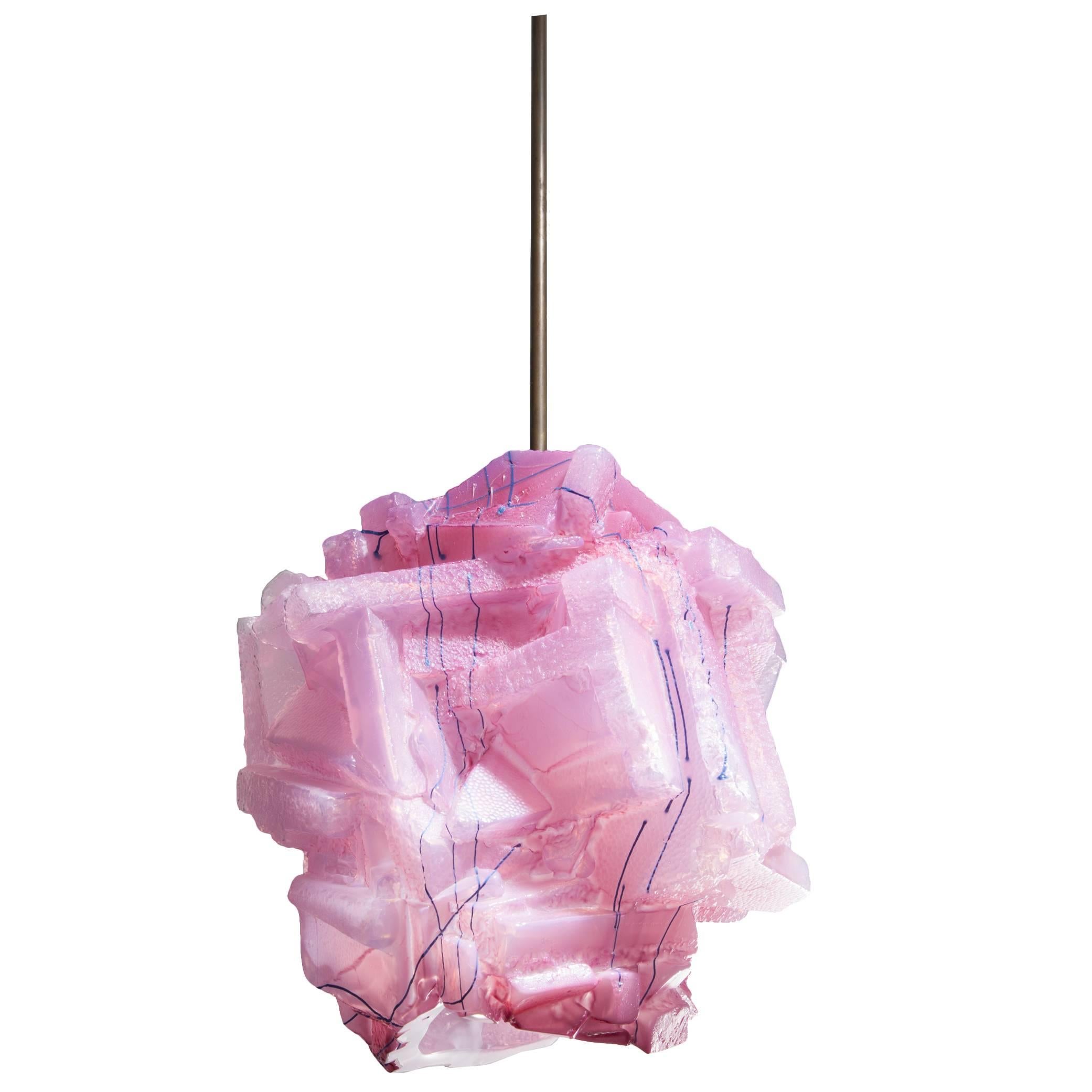 Unique Assemblage Pendant Lamp in Handblown Glass by Thaddeus Wolfe, 2015