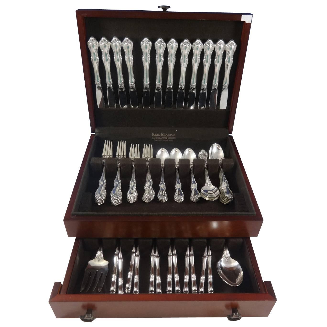 Debussy by Towle Sterling Silver Flatware Set for 12 Service Luncheon 75 Pieces For Sale