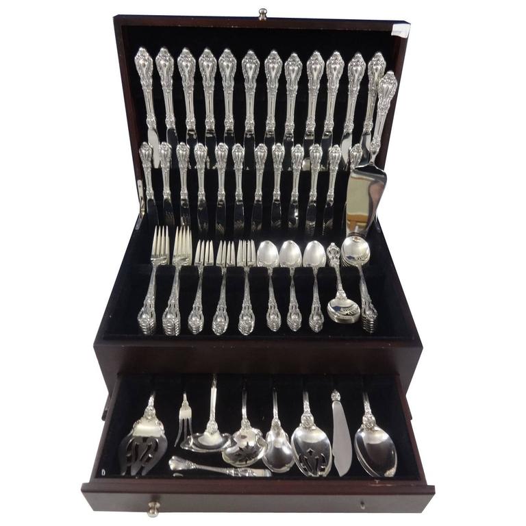 Eloquence by Lunt Sterling Silver Flatware Service for 12 Set 82 Pieces Huge! For Sale at 1stdibs