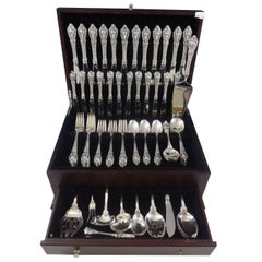 Used Eloquence by Lunt Sterling Silver Flatware Service for 12 Set 82 Pieces Huge!