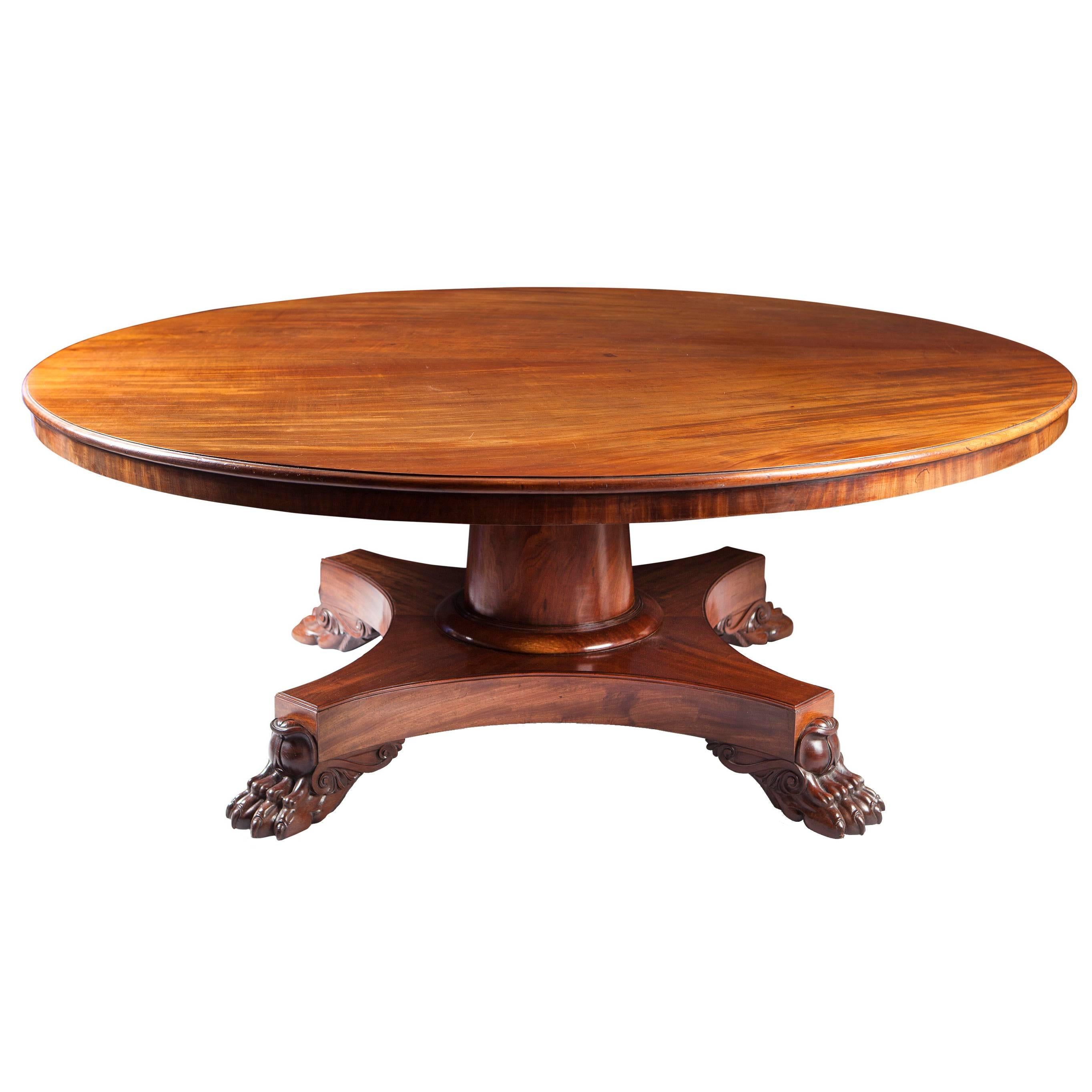 6ft Regency Mahogany Round Pedestal Dining Table For Sale