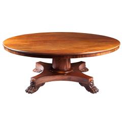 Antique 6ft Regency Mahogany Round Pedestal Dining Table