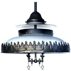 Electrified Milk Glass Gas Lamp