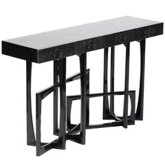 Black Lacquered Console Table with Drawers 8