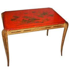 20th Century French Giltwood Side Table, with a Chinese Lacquered Top