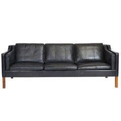 Børge Mogensen Model #2213 Three-Seat Leather Sofa