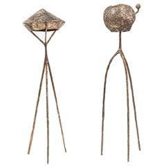 Misha Kahn, "Floor Lamp B" and Floor Lamp A," Bronze, Gold, 2015 12