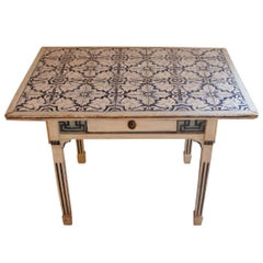 Tile-Top Table from Denmark with Dutch Tiles, Louis XVI, circa 1780