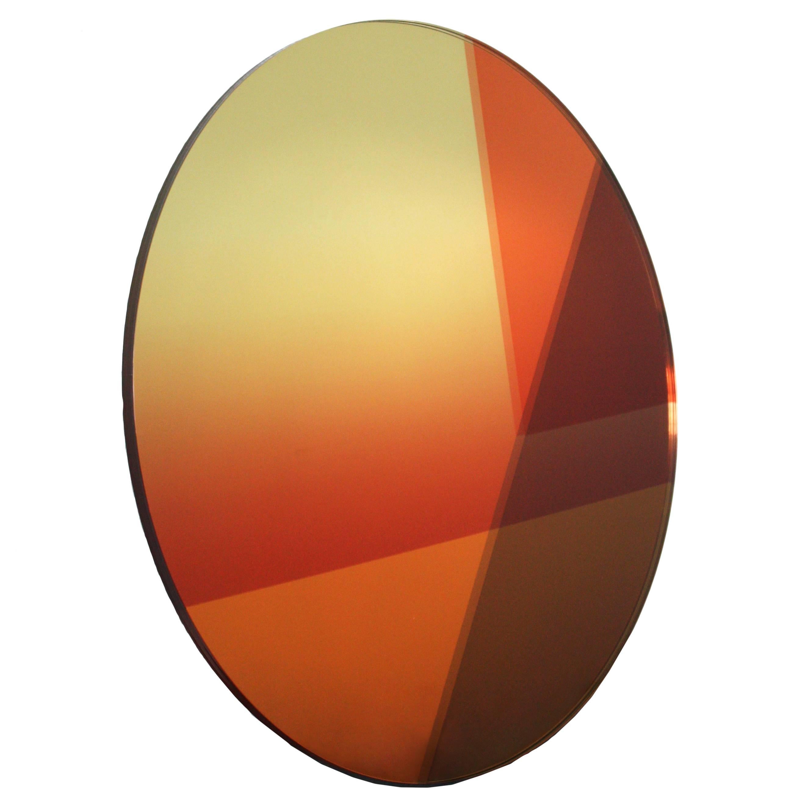  Contemporary Round Mirror 77 cm, Seeing Glass Series by Sabine Marcelis, Gold For Sale