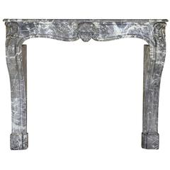18th Century Grey Saint-Anne Marble Antique Fireplace Mantel