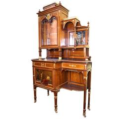 Vernis Martin Painted Tall Vitrine Cabinet with Painted Scenes 6
