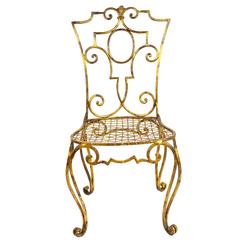 French Gilt Iron Side Chair by Jean Charles Moreux