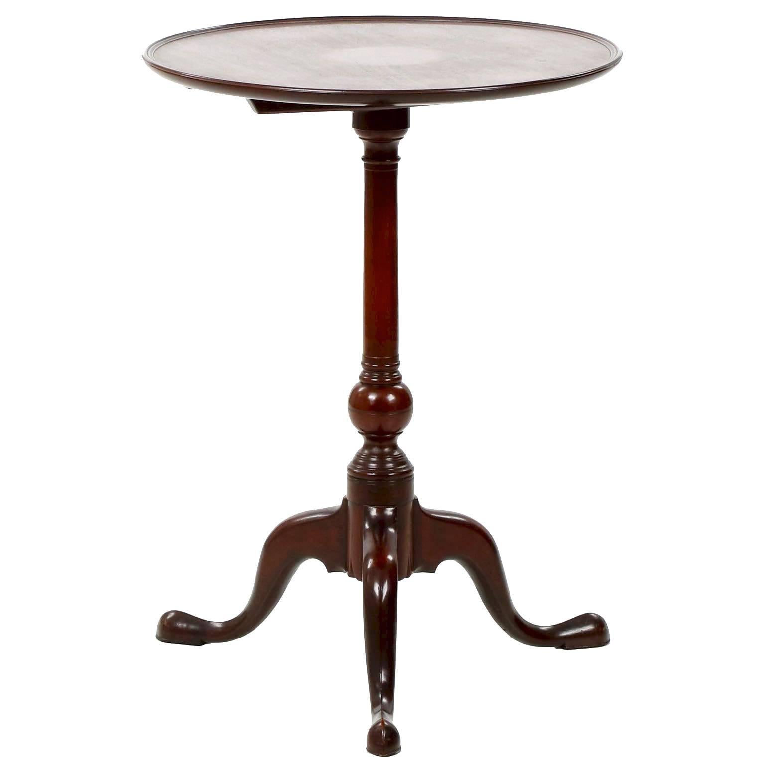 Philadelphia Queen Anne Mahogany Tilting Candle Stand W/ Suppressed Ball