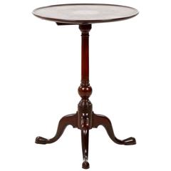 Antique Philadelphia Queen Anne Mahogany Tilting Candle Stand W/ Suppressed Ball
