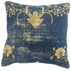 Blue Chinese Peking Rug Pillow