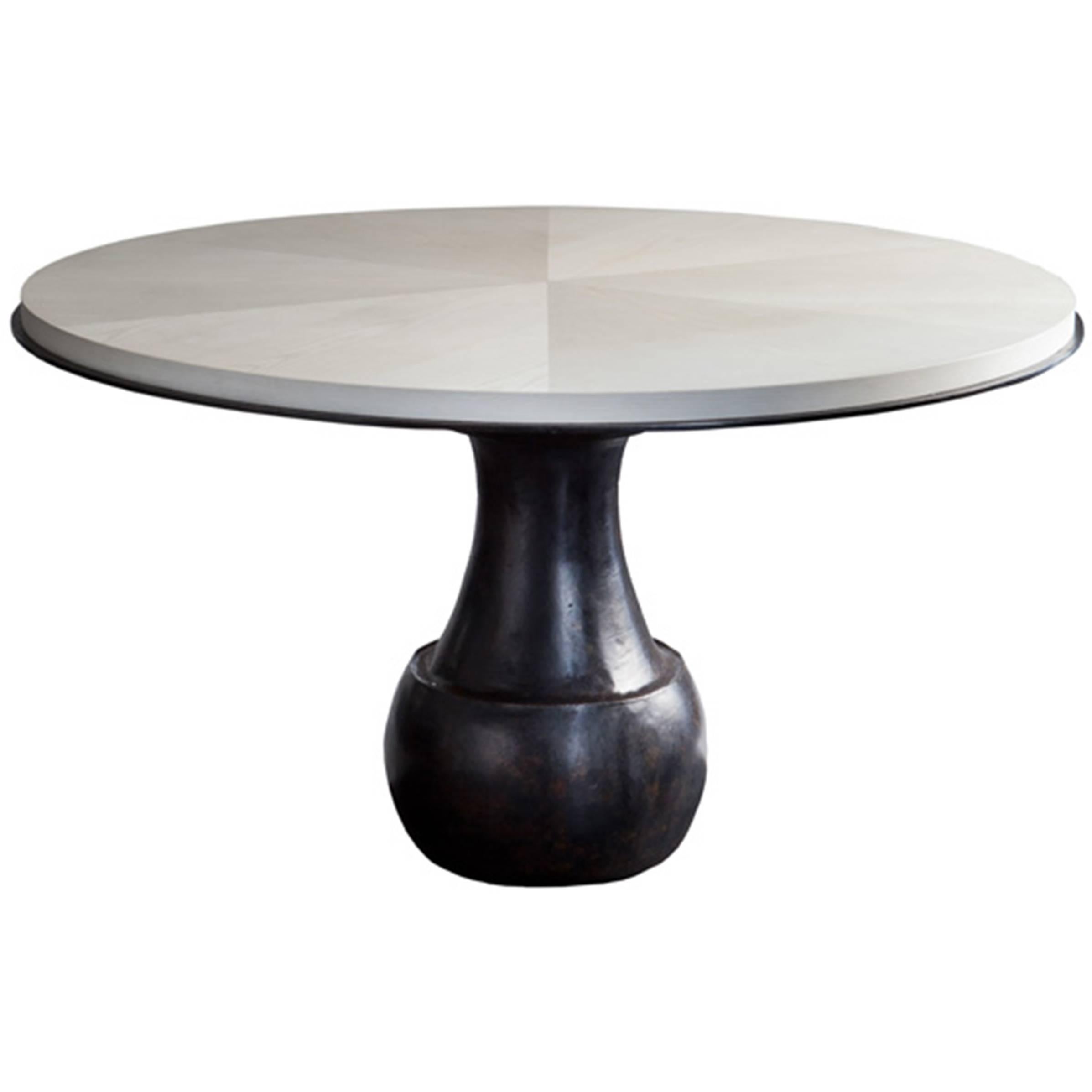 'Carole' by Michel Amar, Paris, Cast Bronze Table with White Birchwood Top For Sale