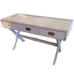 Sophisticated Glossy White Campaign Style Desk