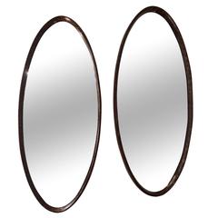 Vintage Pair of Mid-Century Modern Faux Tortoise Oval Mirrors