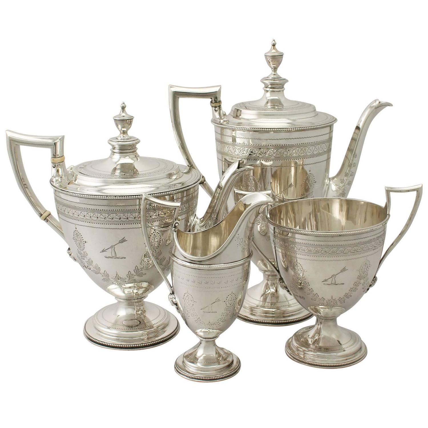 Sterling Silver FourPiece Tea and Coffee Service by Barnard and Sons Ltd For Sale at 1stdibs