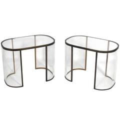 Curvaceous Brass and Lucite End Tables