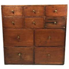 Antique Beautiful Early American Apothecary Multi Drawer Cabinet