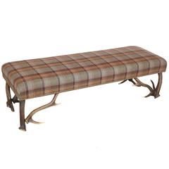 Ralph Lauren Cecil Lambswool Bench with Shed European Stag Antler Legs