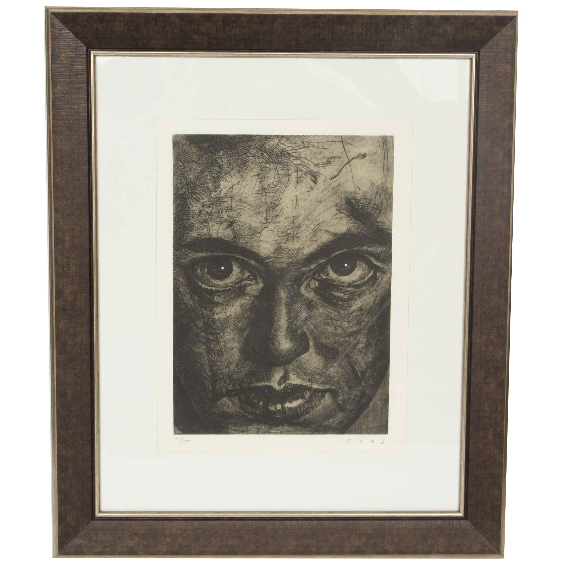 Etching by Cuban Artist Jose Manuel Fors For Sale