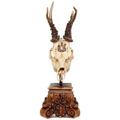 19th Century Württemberg Roe Trophy on Stand Wtih Original Badge