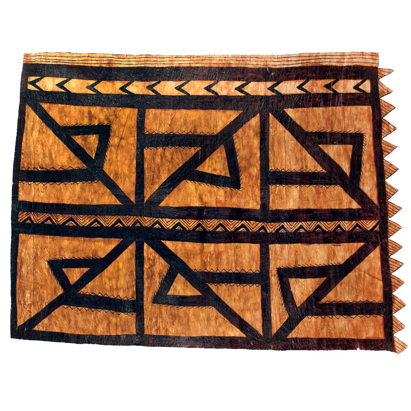 Early 20th Century Abstract Tapa Cloth from Western Samoa