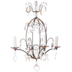 French 19th Century Metal and Crystal Chandelier