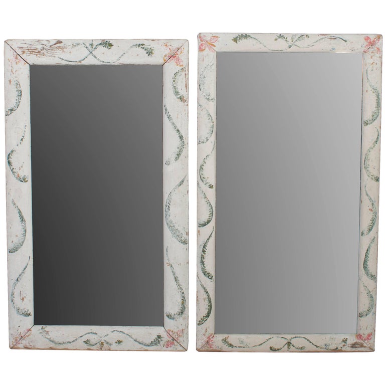 Pair of Painted Wood Carousel Mirrors For Sale at 1stDibs