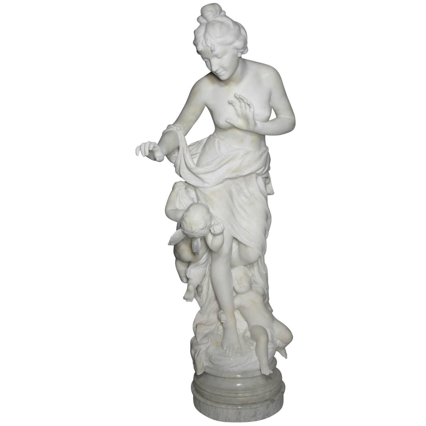 Italian 19th Century Lifesize Marble Sculpture Titled "Searching for Love" For Sale