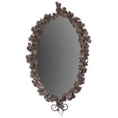 Wrought Iron Mirror with Leaf Motif