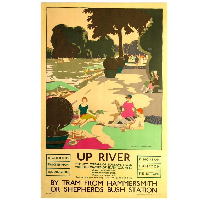 Original Vintage 1926 London Transport Poster Up River the Joy Stream