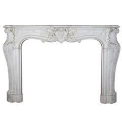 18th Century Antique Fireplace Mantel in White Statuary Marble 6