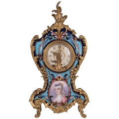 Louis XV Style Cloisonné Gilt Bronze-Mounted Mantel Clock
