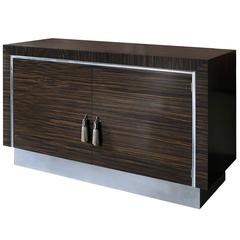 Art Deco Inspired Cabinet in Macassar Ebony and silver leaf details